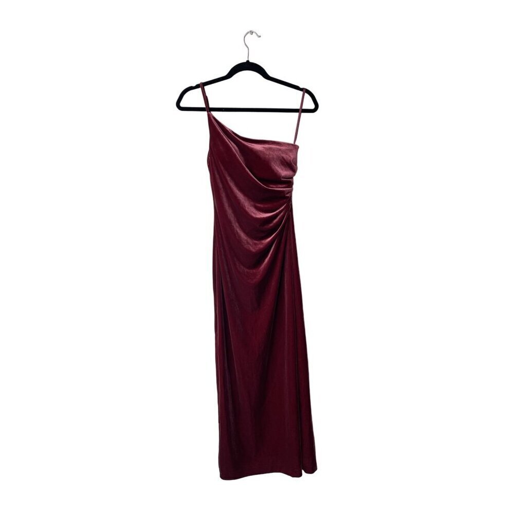 Revelry Bridesmaid Dress Velvet Size 0 Jade Velvet One Shoulder Romantic Rose